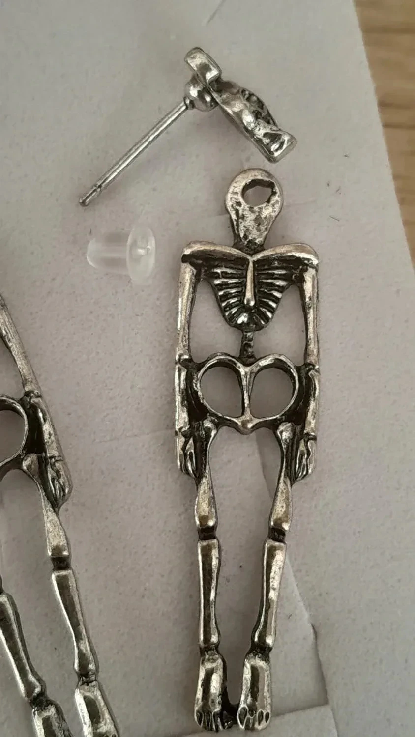 Aretes de esqueleto, estilo gótico, plateados – photo 4
